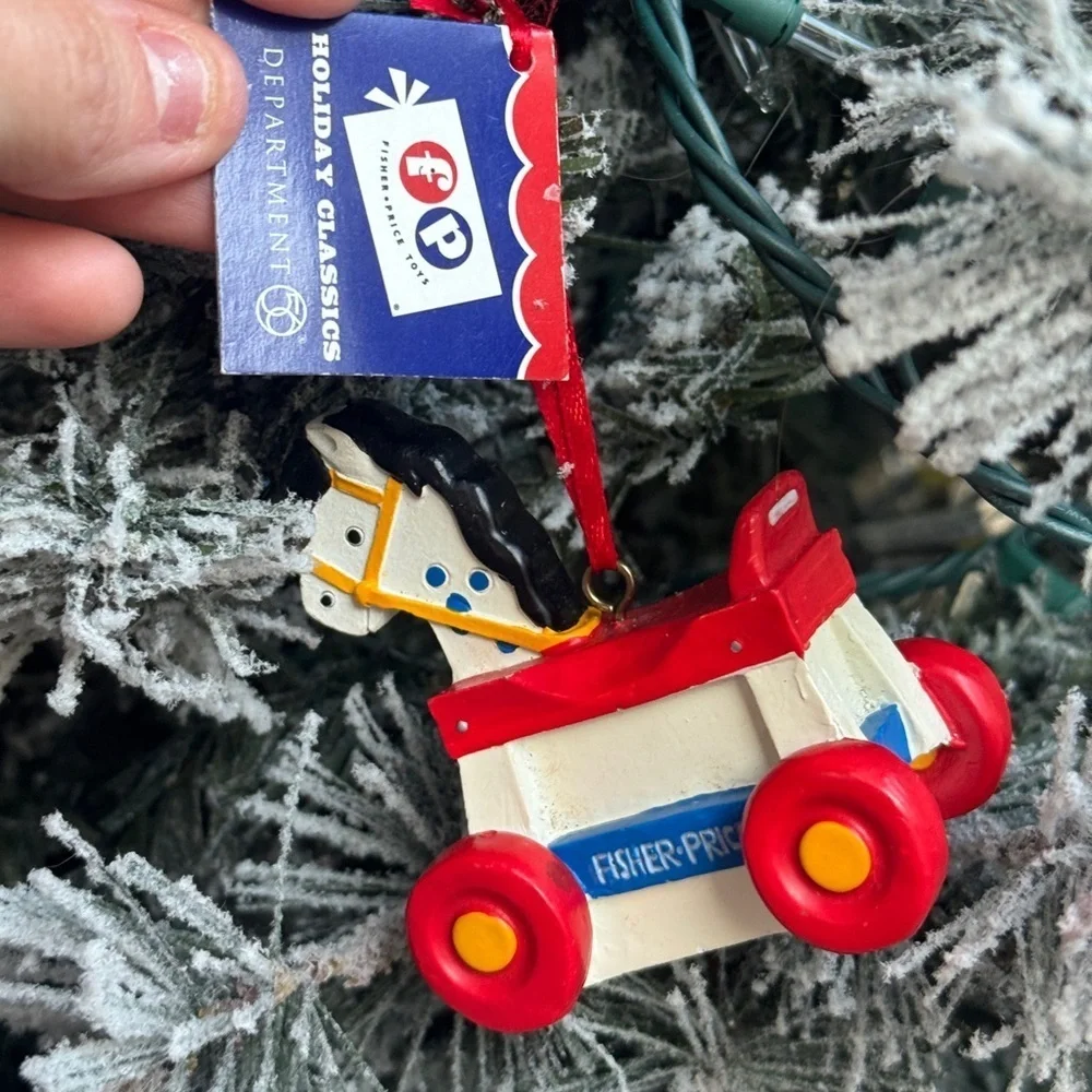 Vintage Rocking Horse ornament department 56 fisher price baby Christmas tree